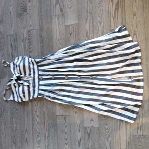 Striped Black and White Button-Down Dress